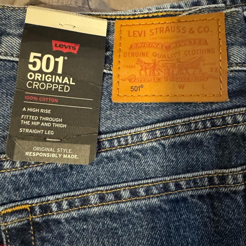 LEVIS Premium 501 Original Cropped 100% Cotton Jeans